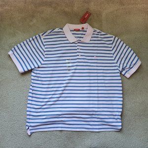 IZOD Men's Oxford Stripe Pique Polo - Fairy Tale Pink 2XL Big (2XB) NWT